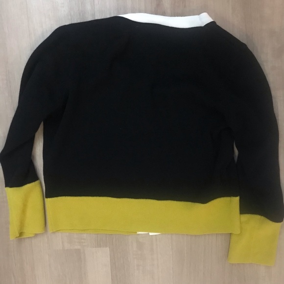 525 America Cardigan Sweater Women's Size XL Black, Yellow Color Block Button Up - Picture 2 of 4